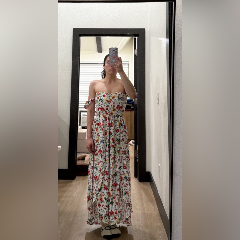 Lush Strapless Floral Maxi Dress